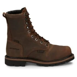 Men's Justin Original Work Boots 8" Pulley Round Toe Met Guard CT WP -Reebok stroe 1 650 justin original work boots 8 pulley round toe met guard ct wp brown