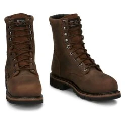 Men's Justin Original Work Boots 8" Pulley Round Toe Met Guard CT WP -Reebok stroe 2 650 justin original work boots 8 pulley round toe met guard ct wp brown