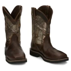 Men's Justin Original Work Boots 11" Trekker Square Toe Composite Toe Waterproof -Reebok stroe 3 650 justin original work boots 11 trekker square toe composite toe waterproof rugged tan realtree ap