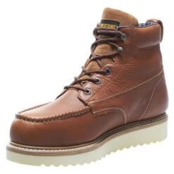 Men's Wolverine 6" Moc-Toe Wedge Heel Steel Toe Boots -Reebok stroe 4 650 wolverine 6 moc toe wedge heel steel toe brown